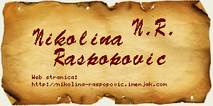 Nikolina Raspopović vizit kartica